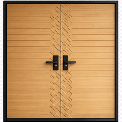 Double fiberglass doors configuration