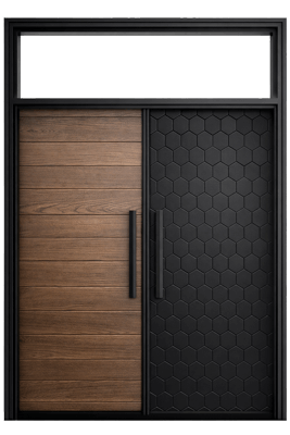 Double fiberglass door with transom