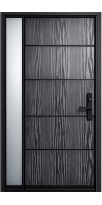 Single fiberglass door with left sidelight
