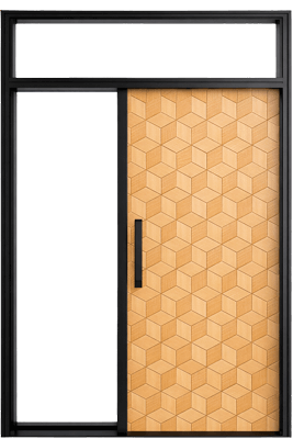 Single fiberglass door with transom and left sidelight