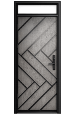 Single fiberglass door with transom