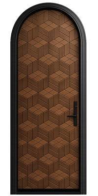 Single fiberglass door with half-moon transom