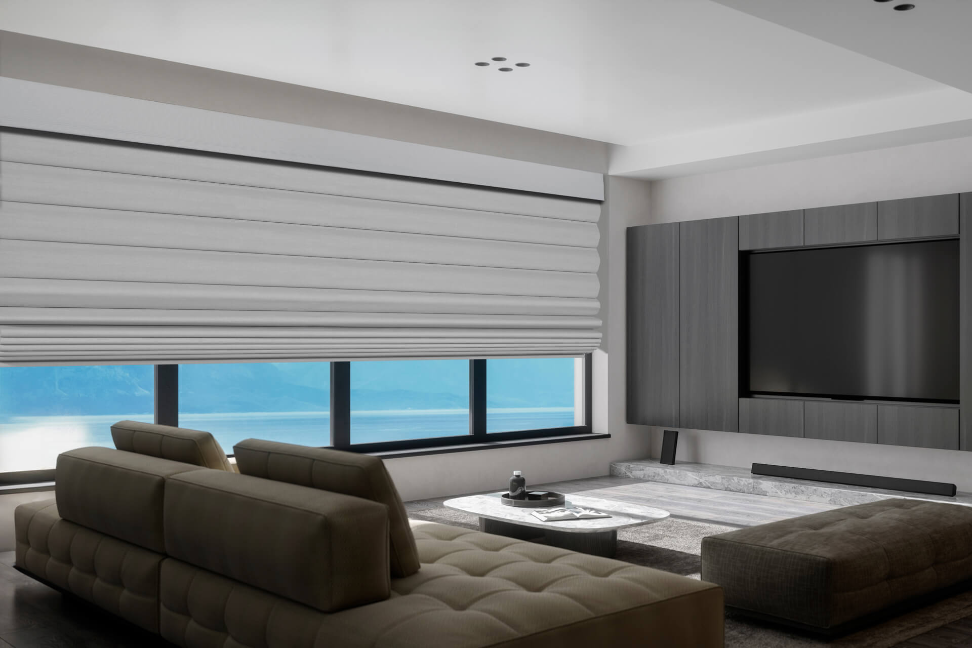 Flat roman shade — smooth face detail — ECO Glass