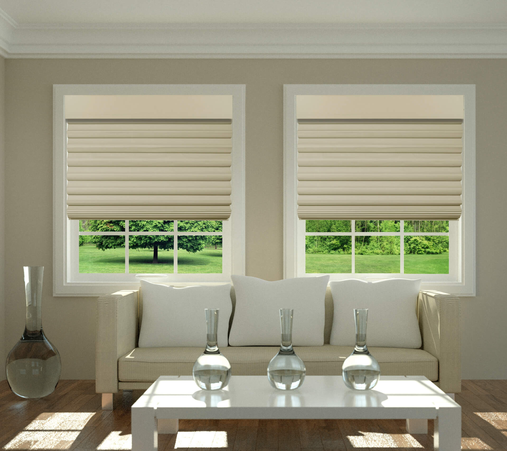 Hobbled roman shade — ECO Glass