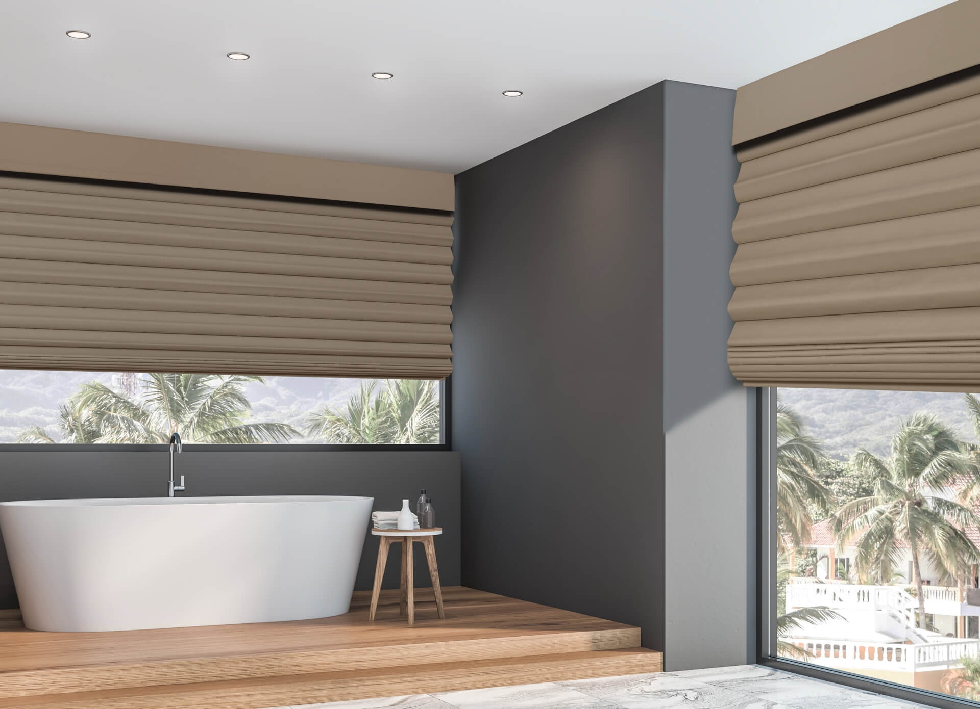 Hobbled roman shade — fold detail — ECO Glass